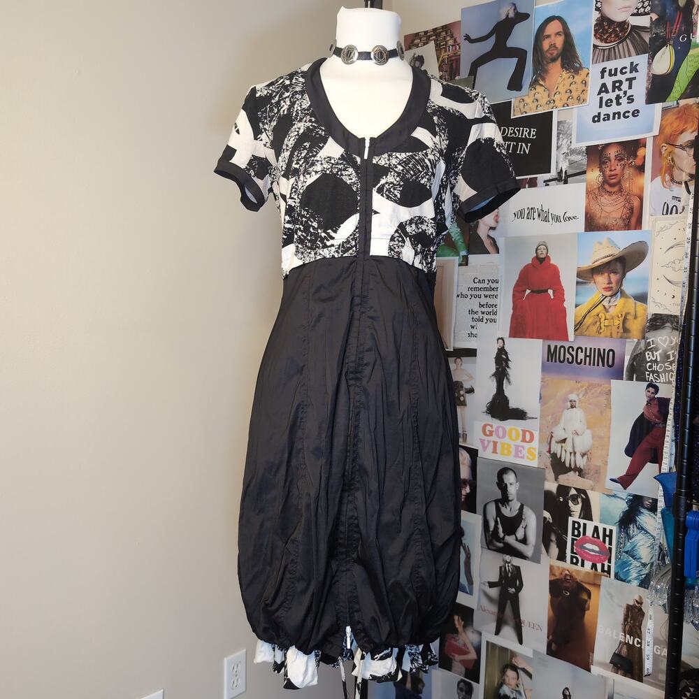 Abstract Print Bubble Hem Dress Boho